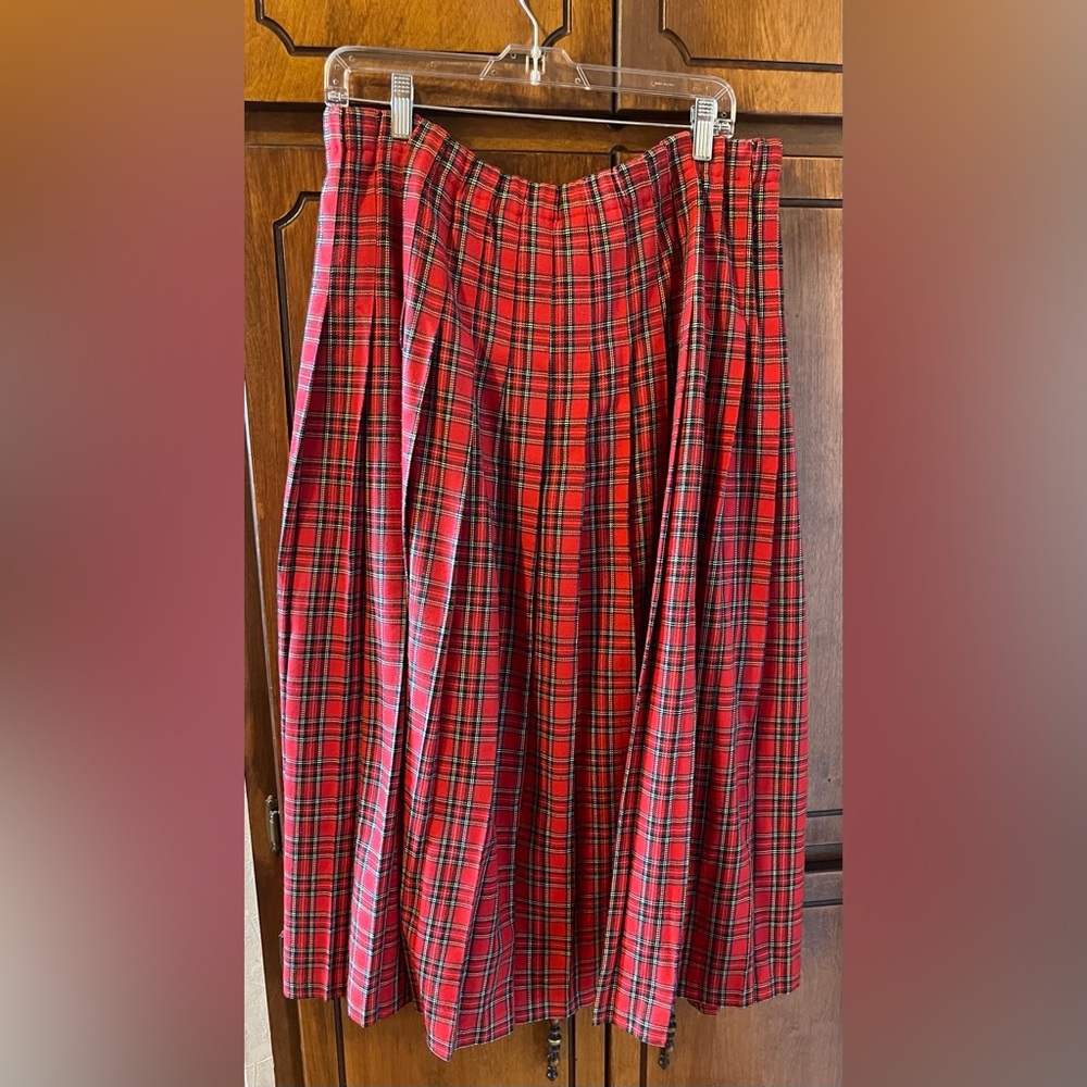Vintage Marisa Christina Red and Black Plaid Pleated Skirt